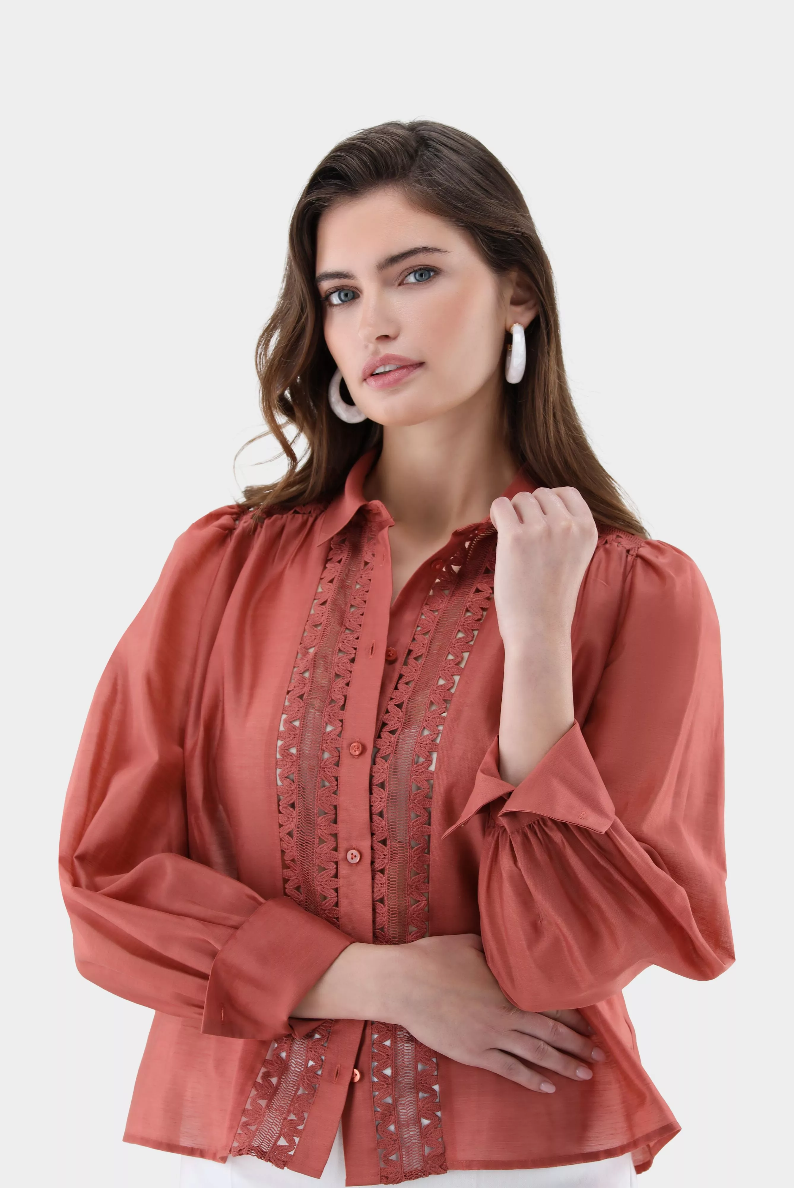 van Laack БЛУЗКА ALWIA PB
 цвет оранжевый ,photo 2