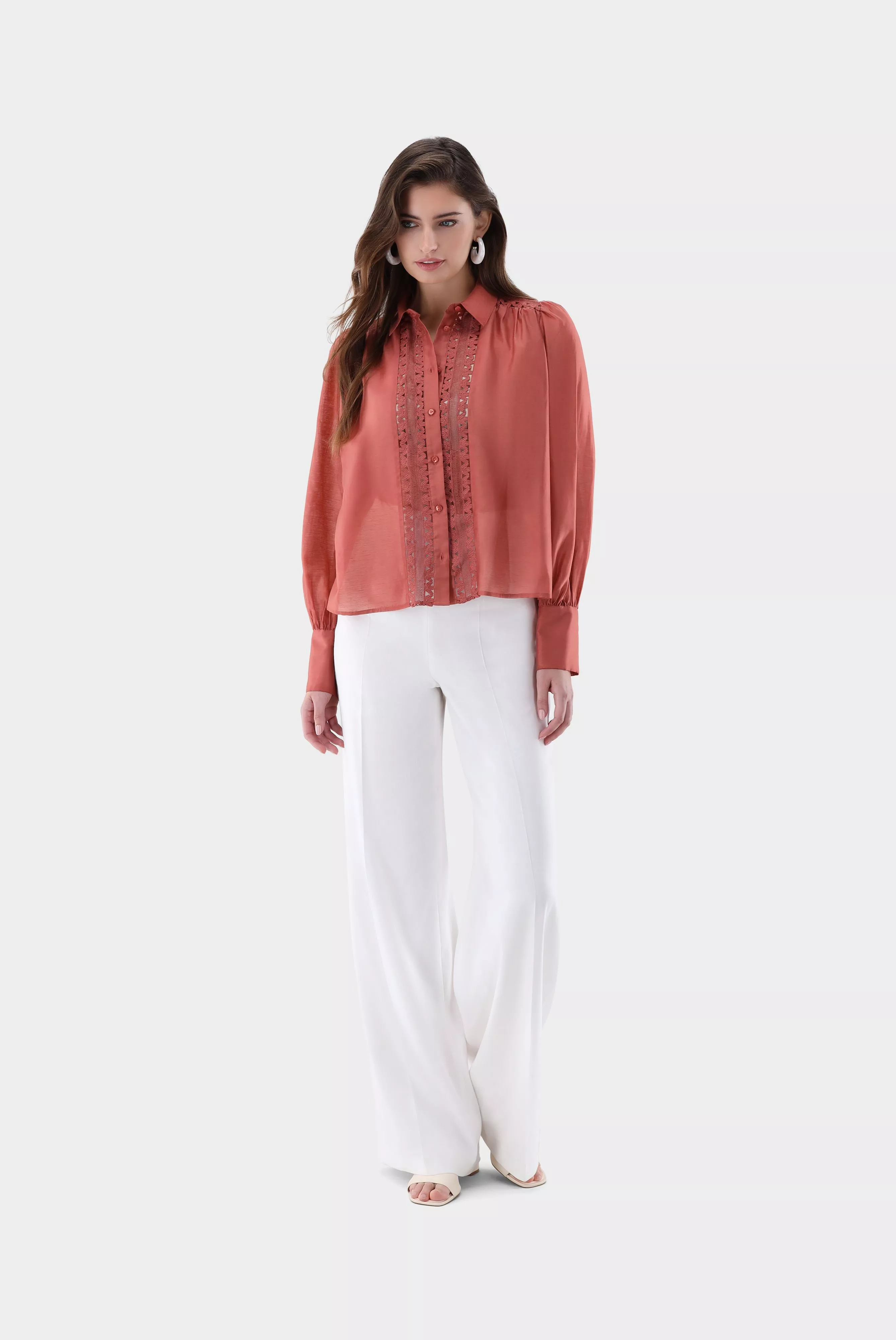 van Laack БЛУЗКА ALWIA PB
 цвет оранжевый ,photo 5