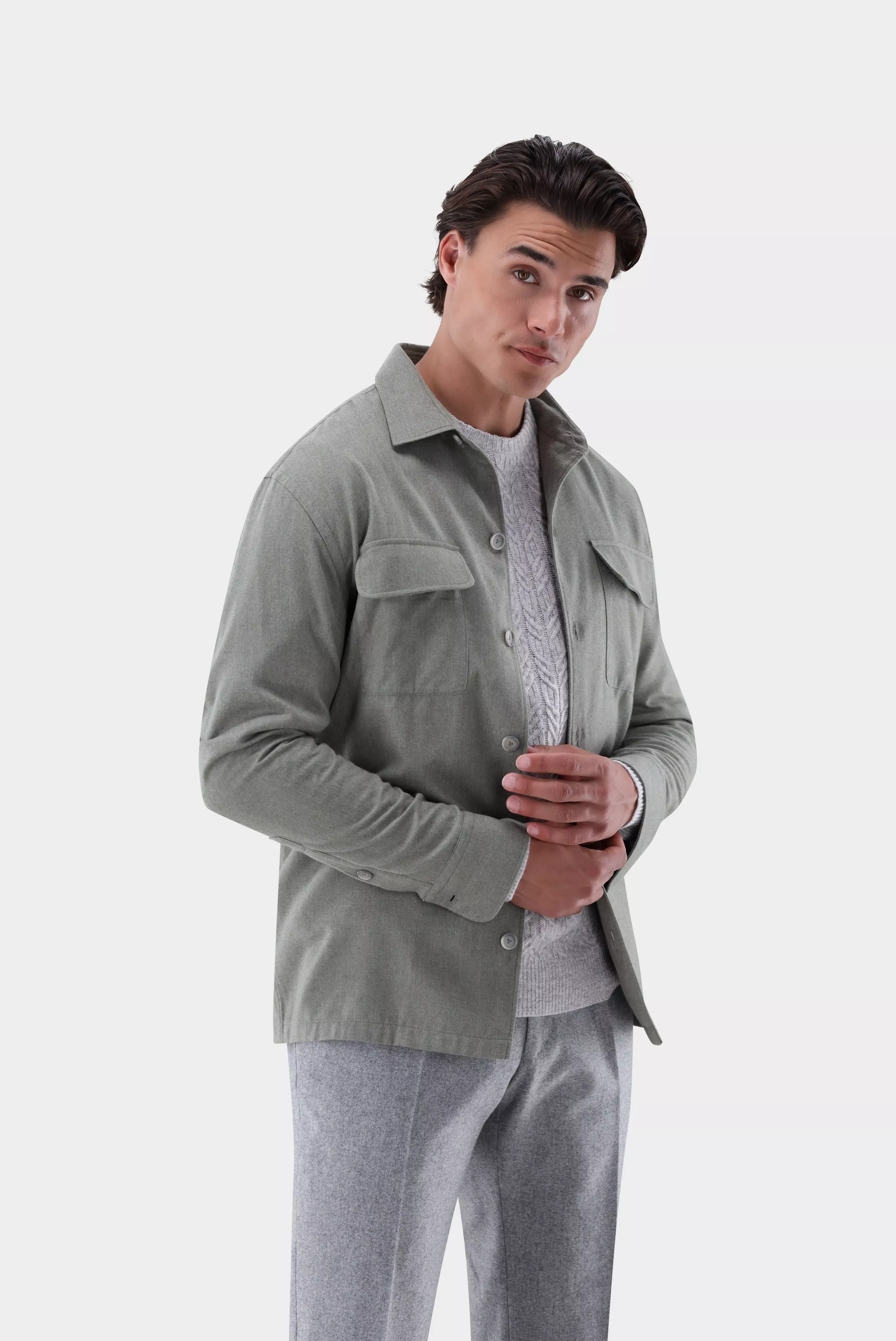 van Laack СОРОЧКА REYDIN 25K
 цвет оливковый ,photo 1