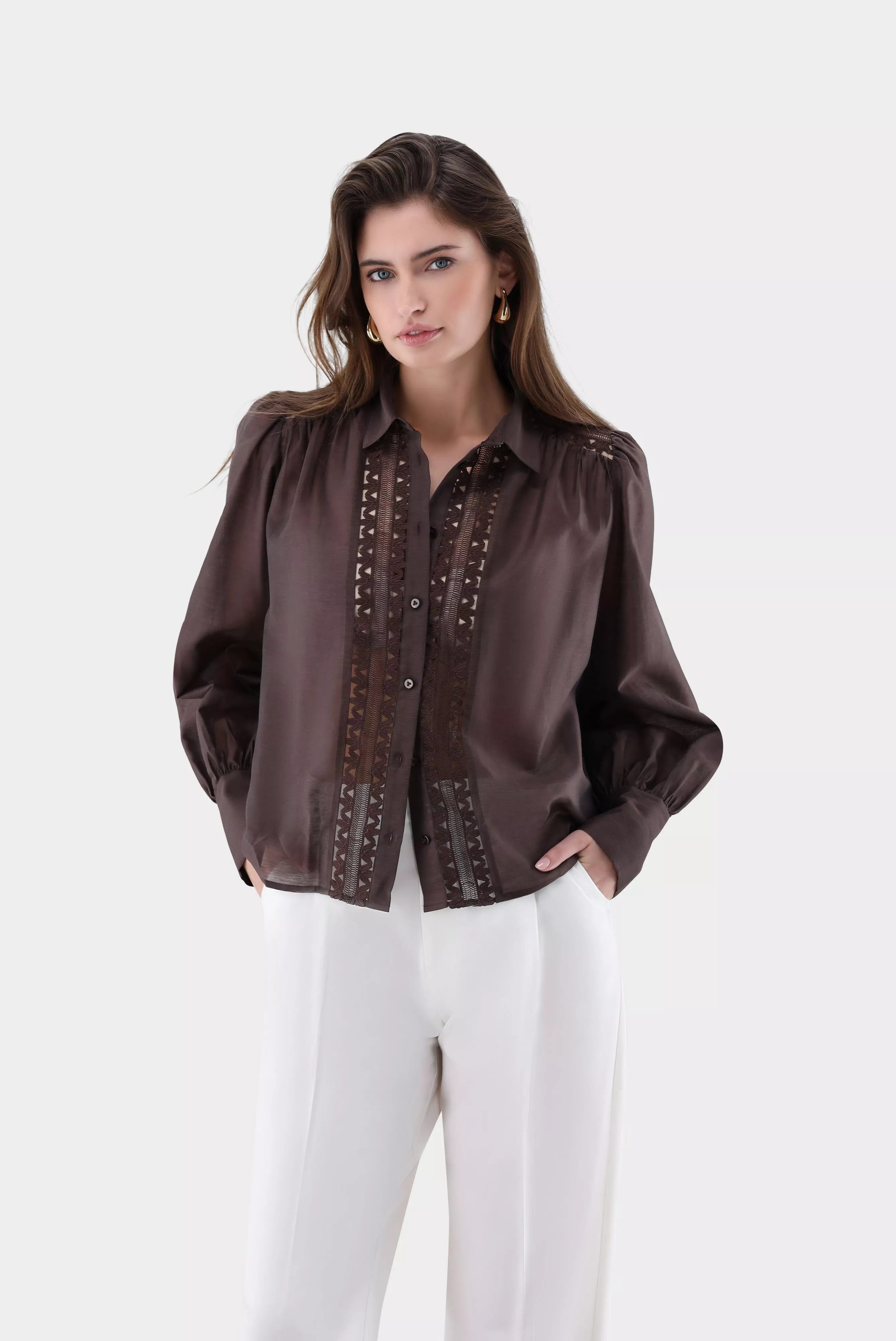 van Laack БЛУЗКА ALWIA PB
 цвет коричневый ,photo 1