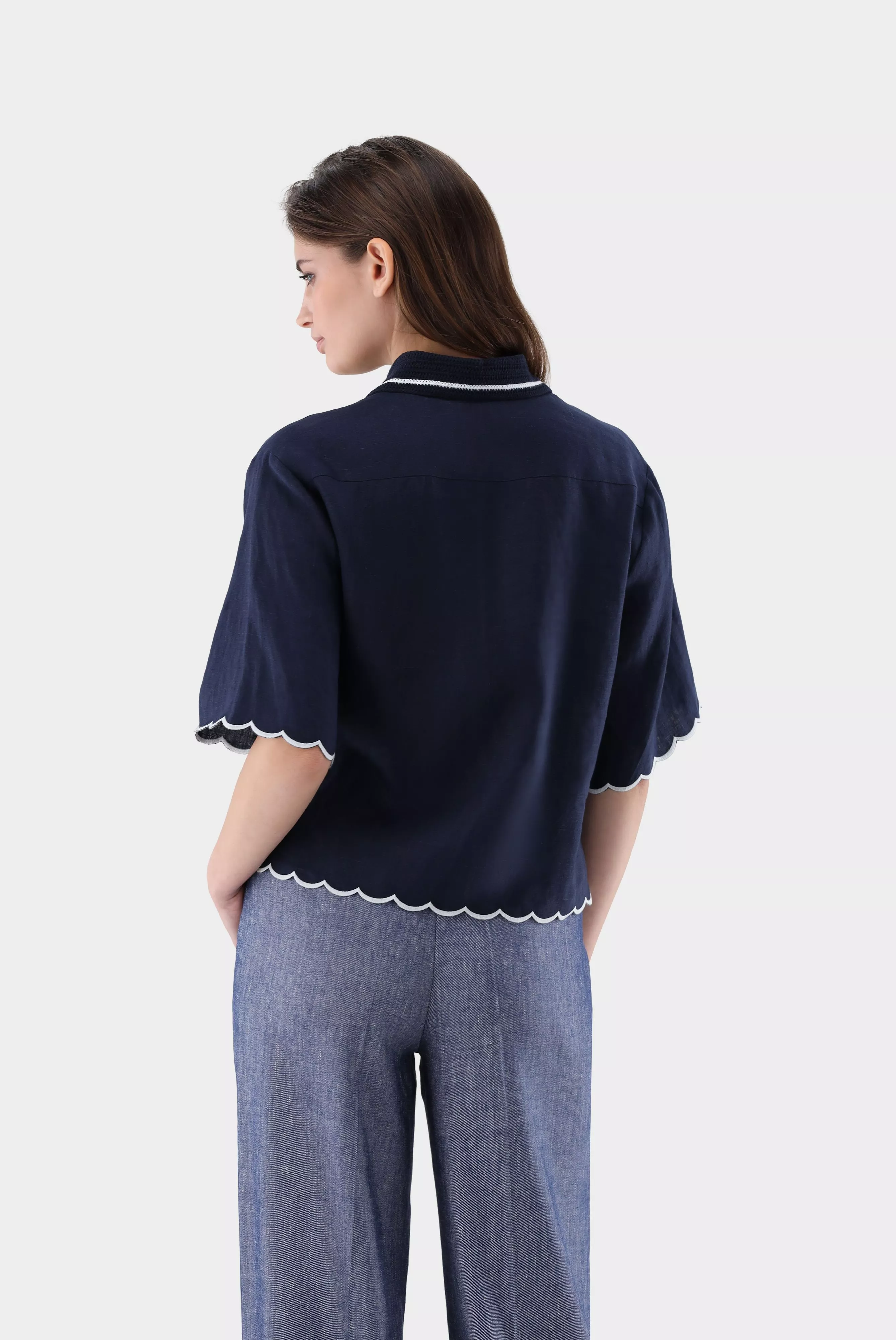 van Laack БЛУЗКА TAISHA CE
 цвет темно-синий ,photo 6