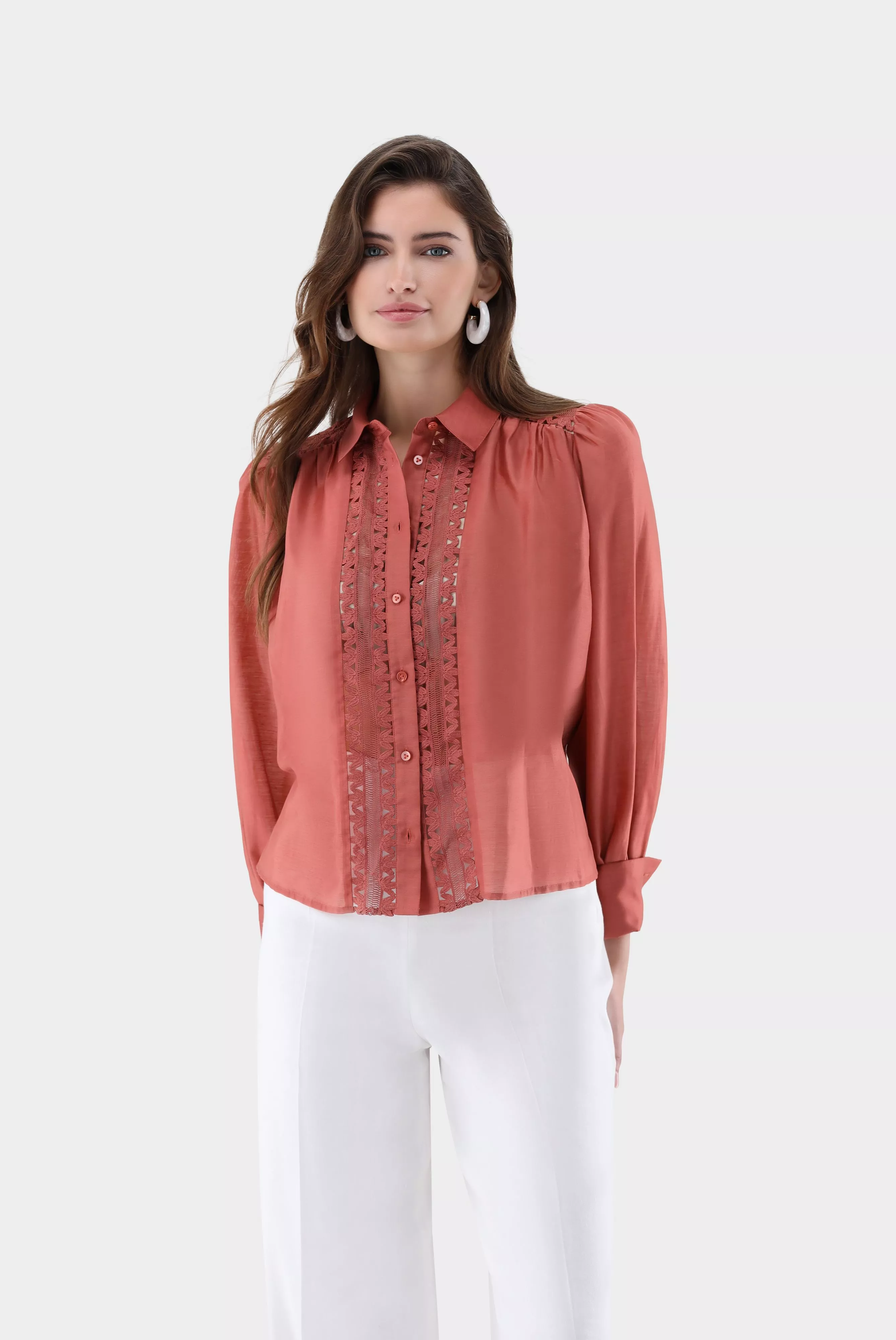 van Laack БЛУЗКА ALWIA PB
 цвет оранжевый ,photo 1