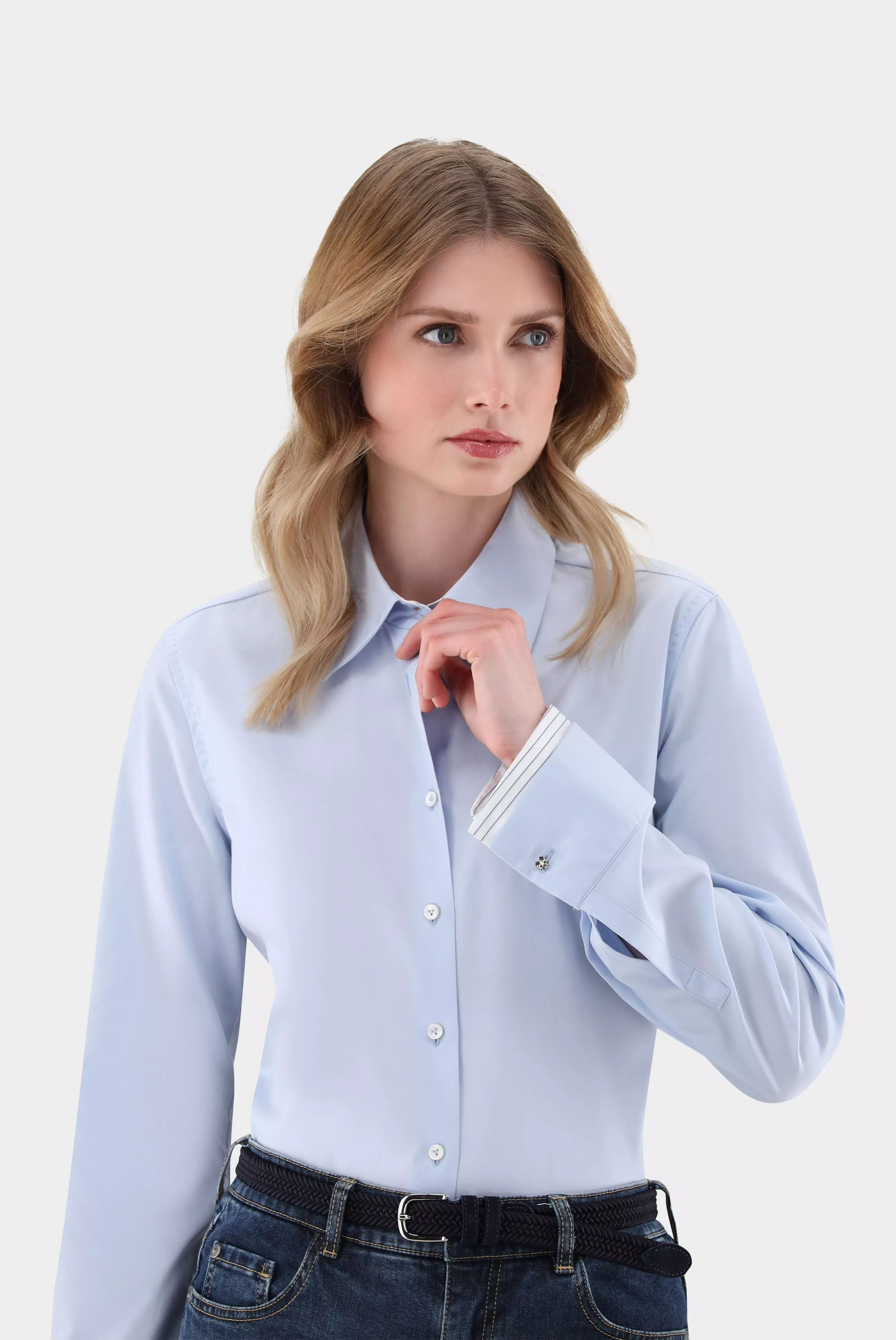 van Laack БЛУЗКА DAHEE FSVKN
 цвет голубой ,photo 2