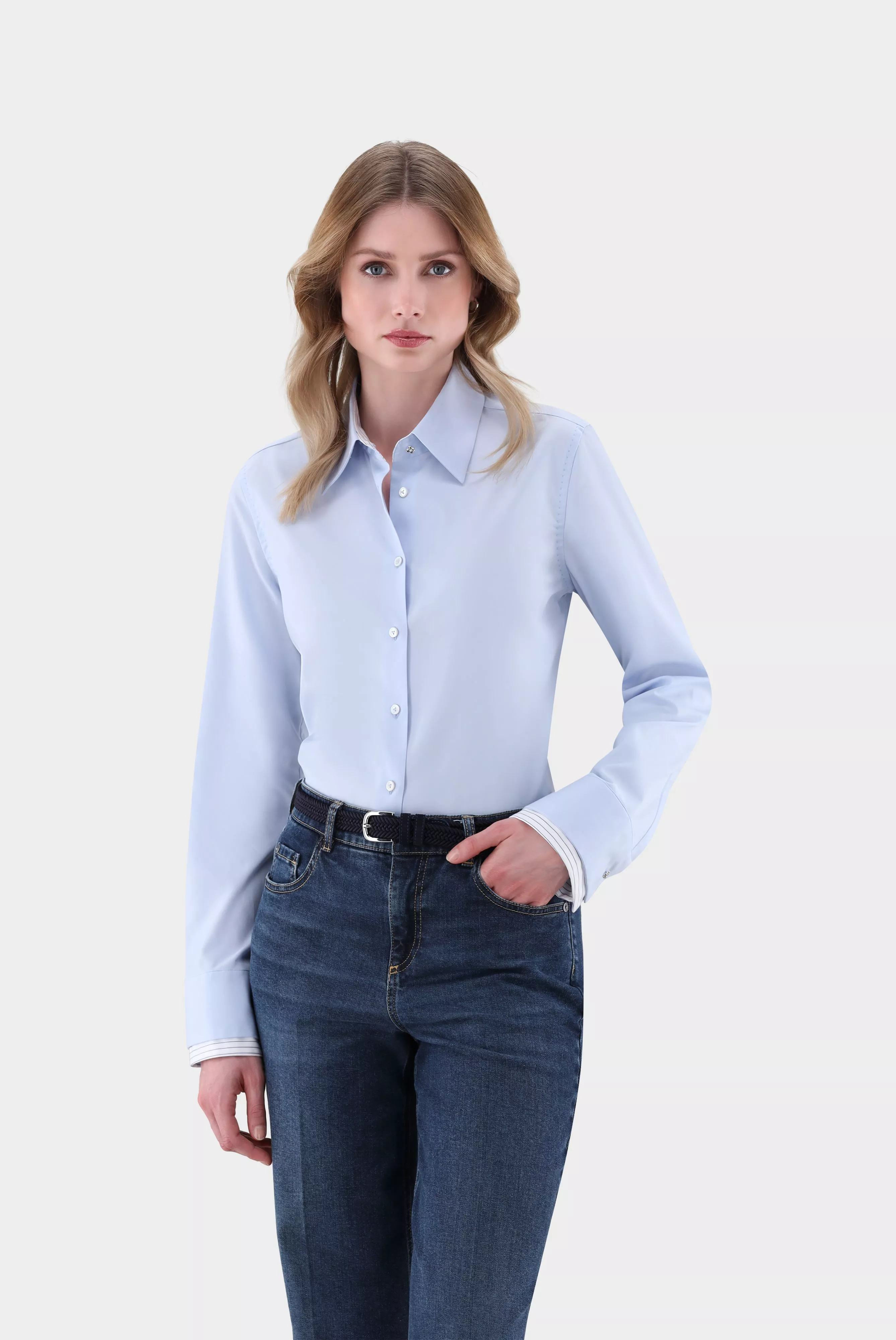 van Laack БЛУЗКА DAHEE FSVKN
 цвет голубой ,photo 1