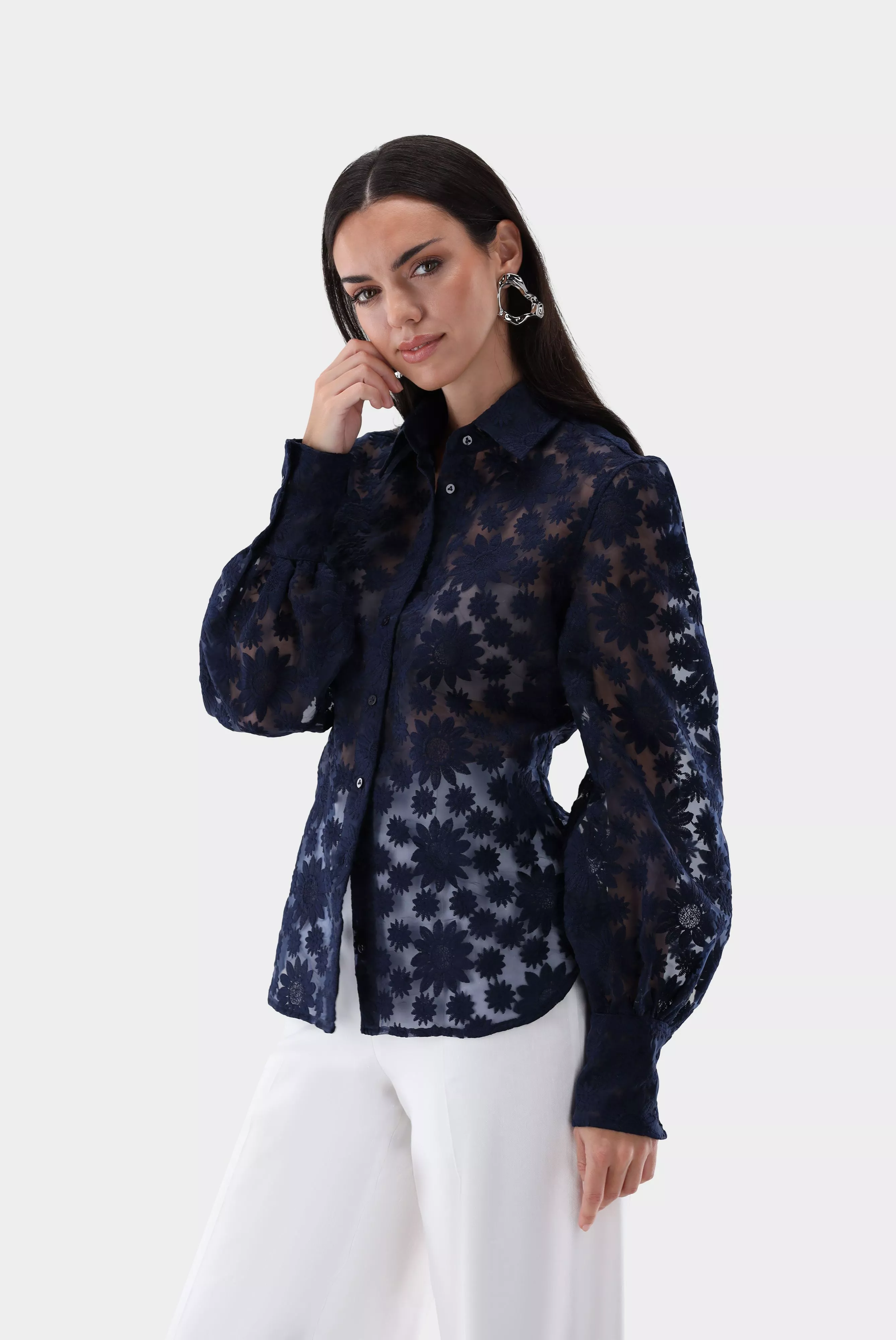 van Laack БЛУЗКА CELLINA
 цвет темно-синий ,photo 1