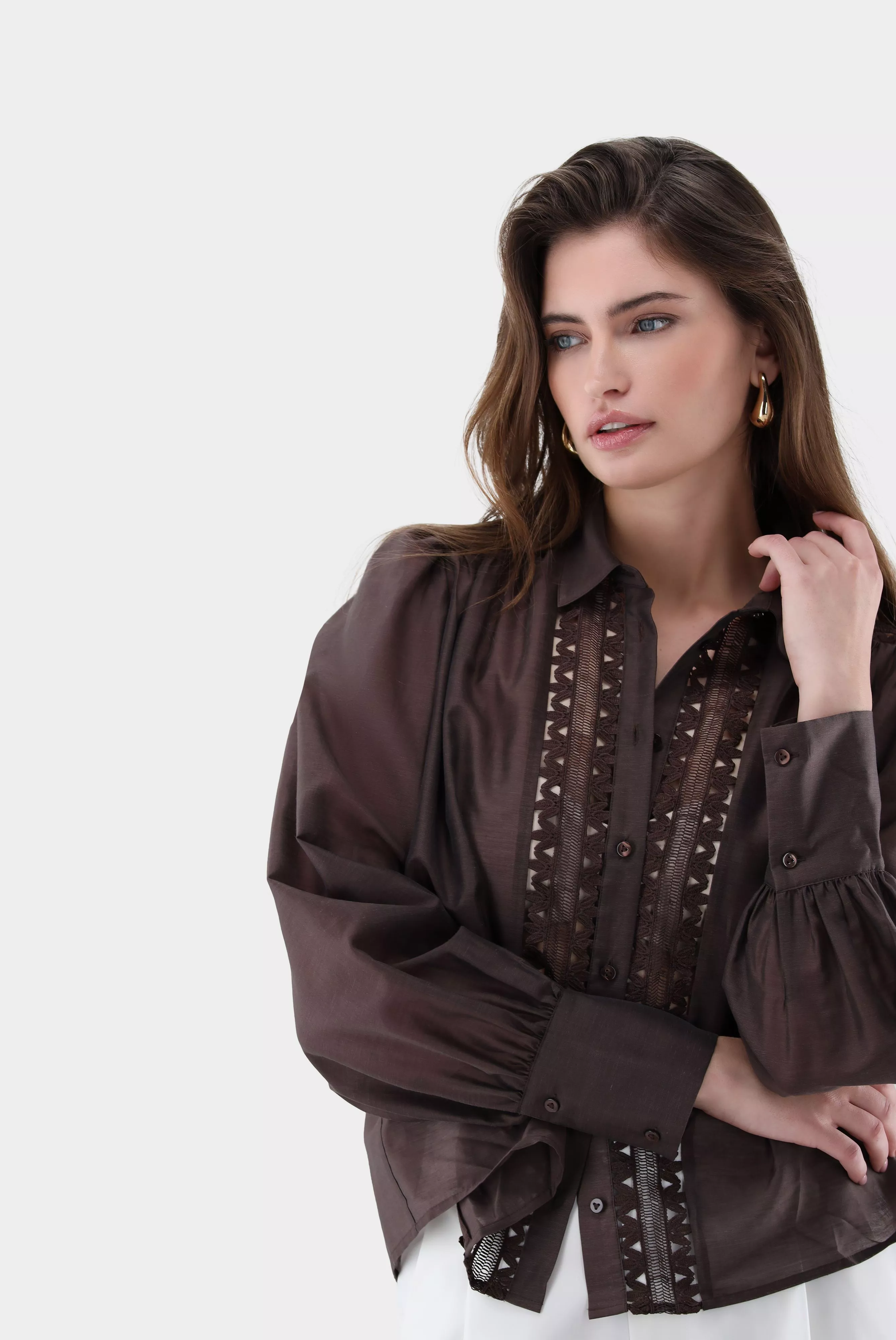 van Laack БЛУЗКА ALWIA PB
 цвет коричневый ,photo 2