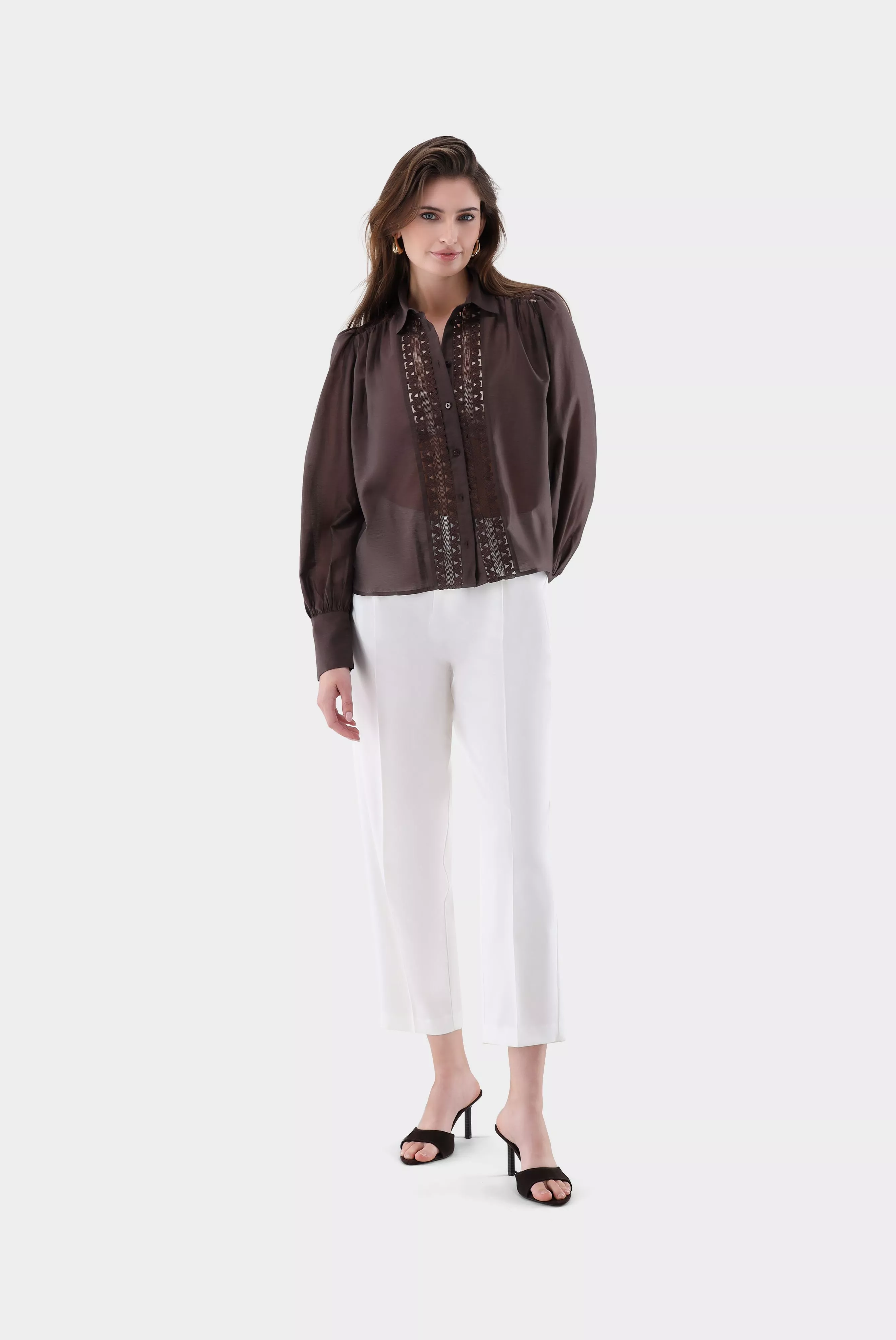 van Laack БЛУЗКА ALWIA PB
 цвет коричневый ,photo 5