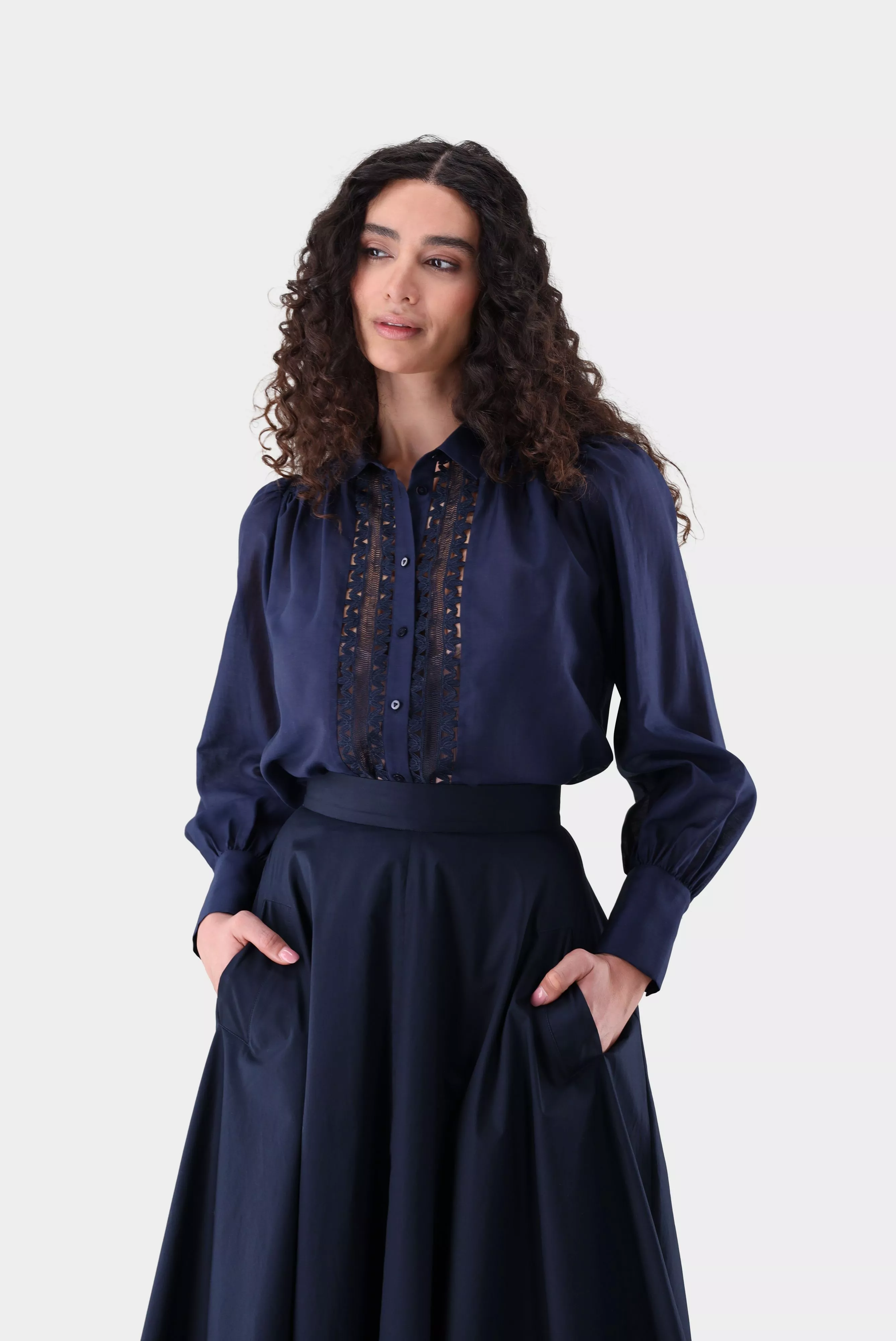 van Laack БЛУЗКА ALWIA PB
 цвет синий ,photo 1