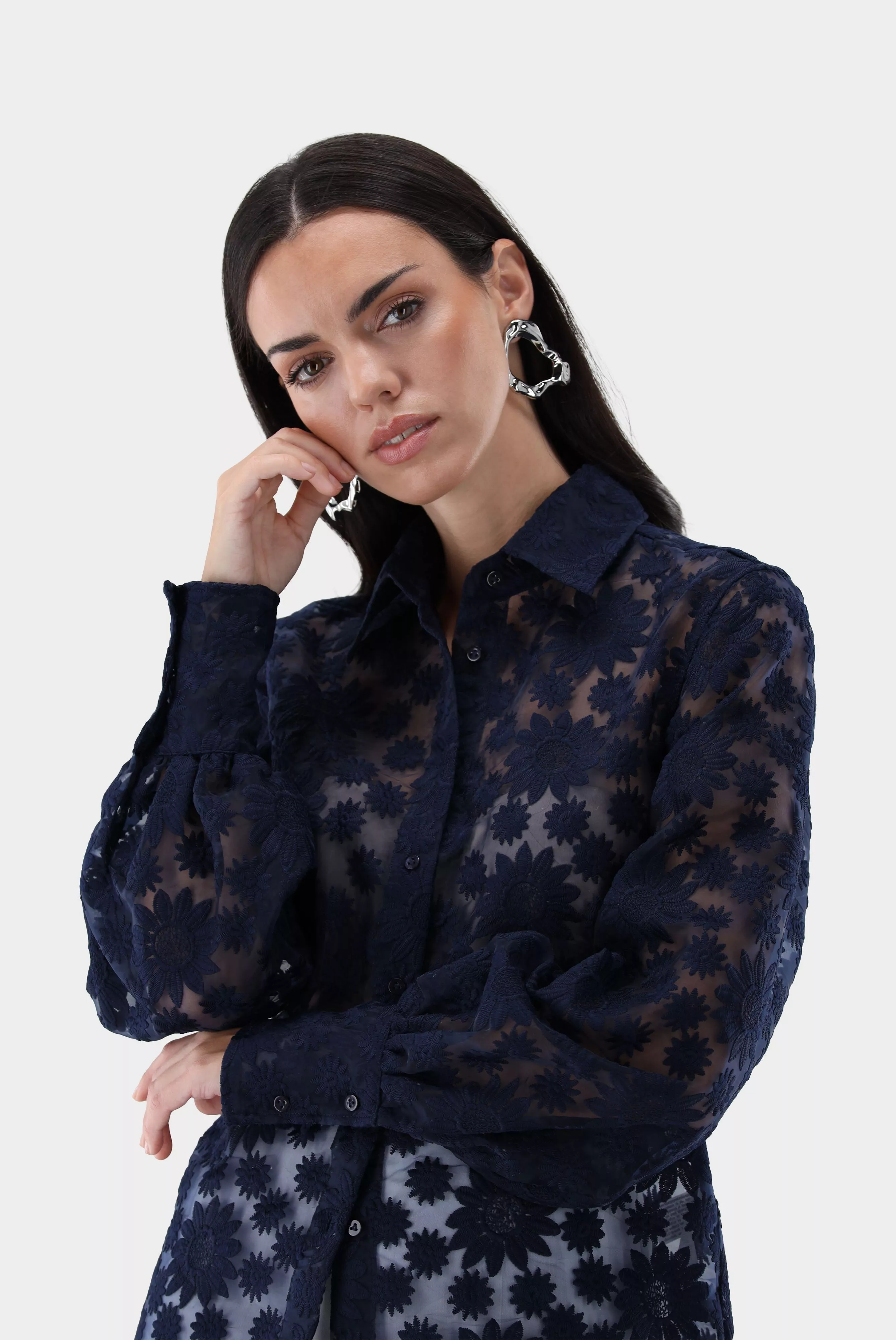 van Laack БЛУЗКА CELLINA
 цвет темно-синий ,photo 2