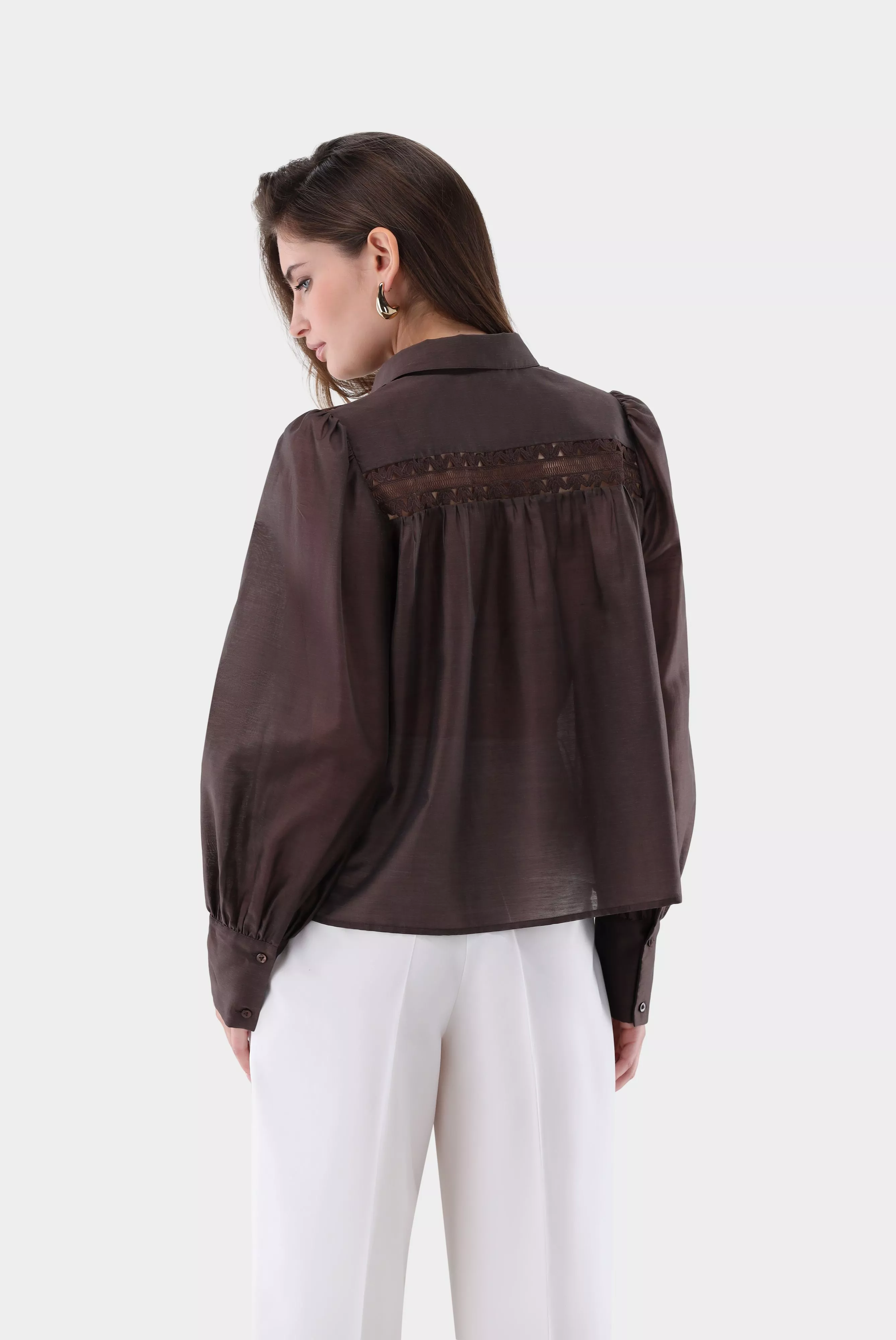van Laack БЛУЗКА ALWIA PB
 цвет коричневый ,photo 6