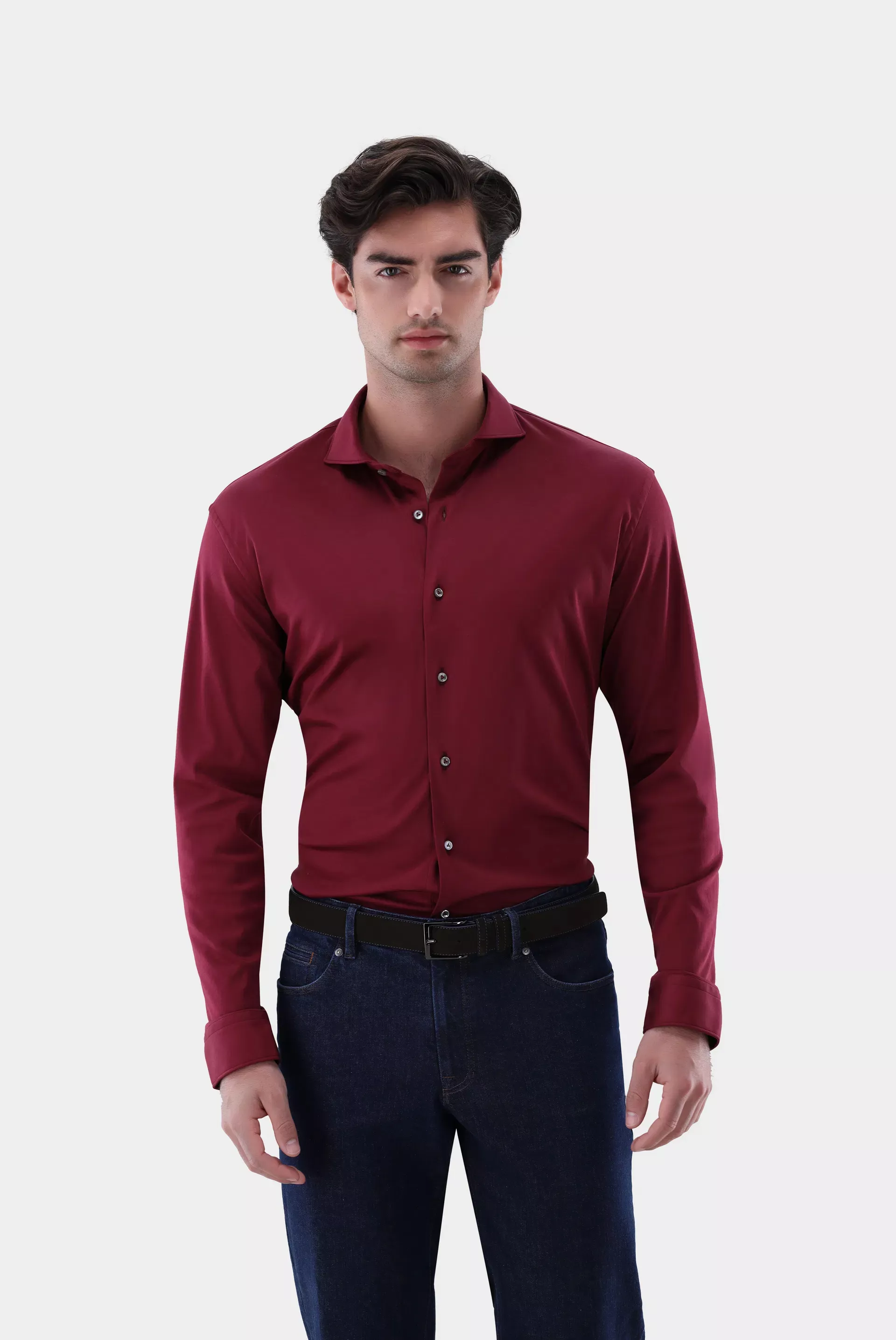 van Laack РУБАШКА PER L
 цвет бордовый ,photo 1