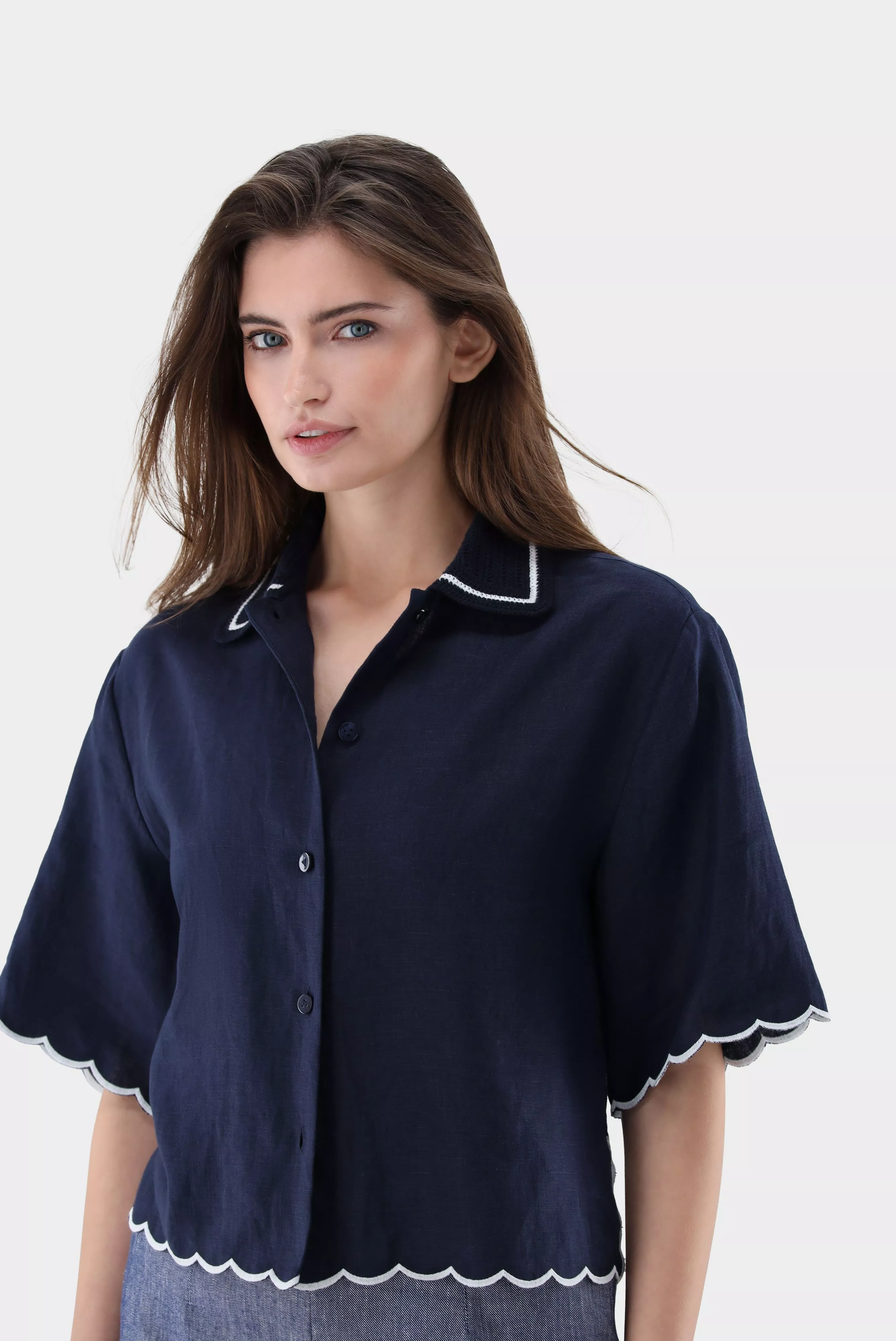 van Laack БЛУЗКА TAISHA CE
 цвет темно-синий ,photo 2